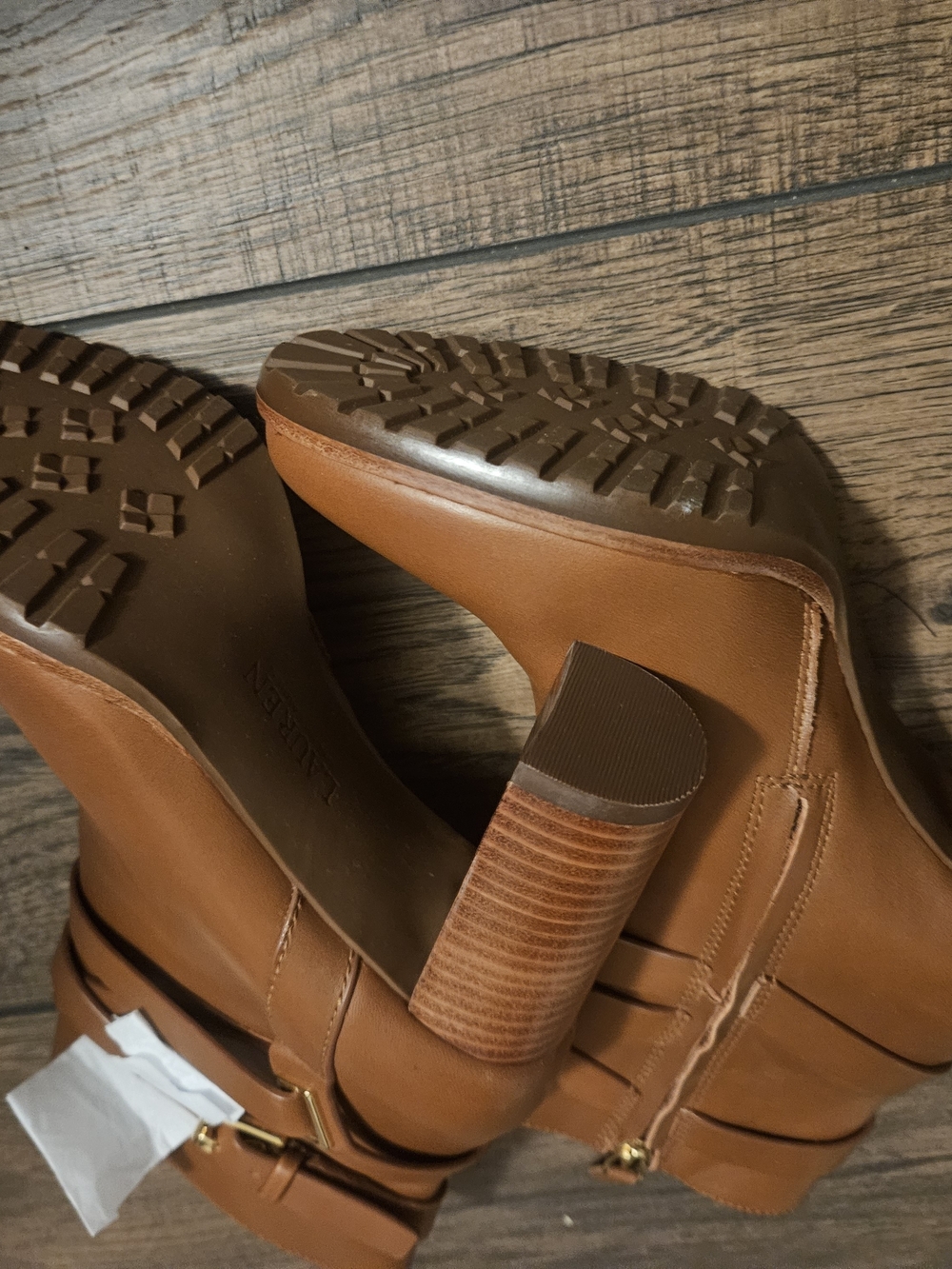 Lauren Ralph Lauren Chestnut Brown Leather Heel Ankle Boots NIB